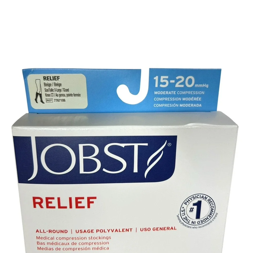 3 Pair JOBST Relief Closed Toe Knee Hi Compression Socks XL Beige 15-20 mmHg NEW